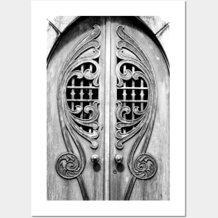 Black and White Mausoleum Doors Posters and Art